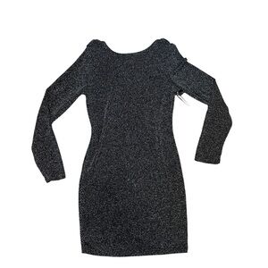 Black & Silver Shimmer Sheer Bodycon Dress with Open Back